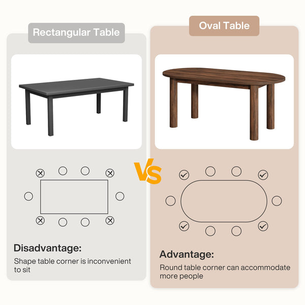 63" Oval Dining Table for 6 – Walnut MDF Kitchen Table