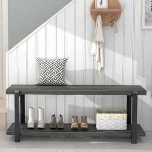 Industrial Entryway Bench with Shoe Storage – 47 Inch