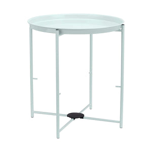 Round Metal End Table with Fabric Storage Bin
