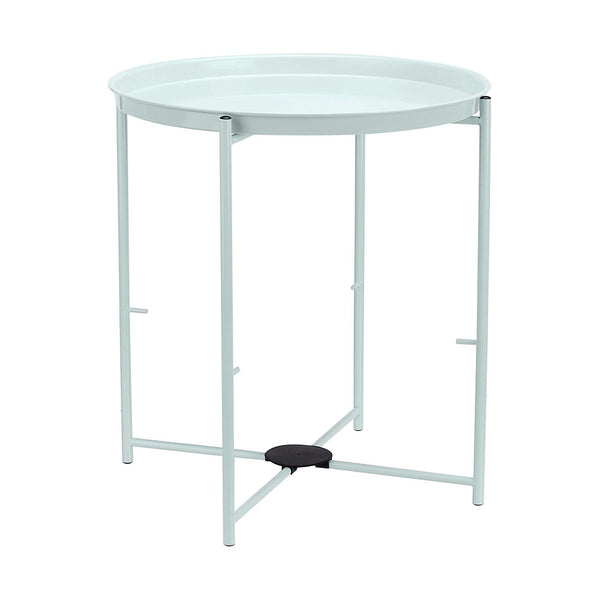 Round Metal End Table with Fabric Storage Bin