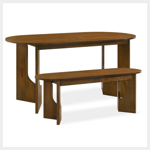 Oval Walnut Wood Dining Table Set