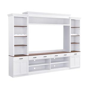 4-Piece TV Stand Entertainment Center with Bookshelf & Wine Rack