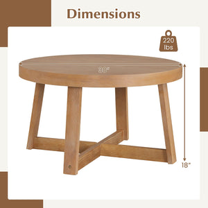 Round Wood Coffee Table 30 Inch – Pine Frame, Natural Finish