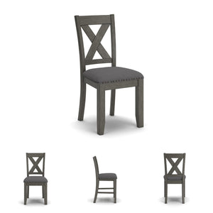7-Piece Rustic Dining Set – Rectangular Table & 6 X-Back Upholstered Chairs