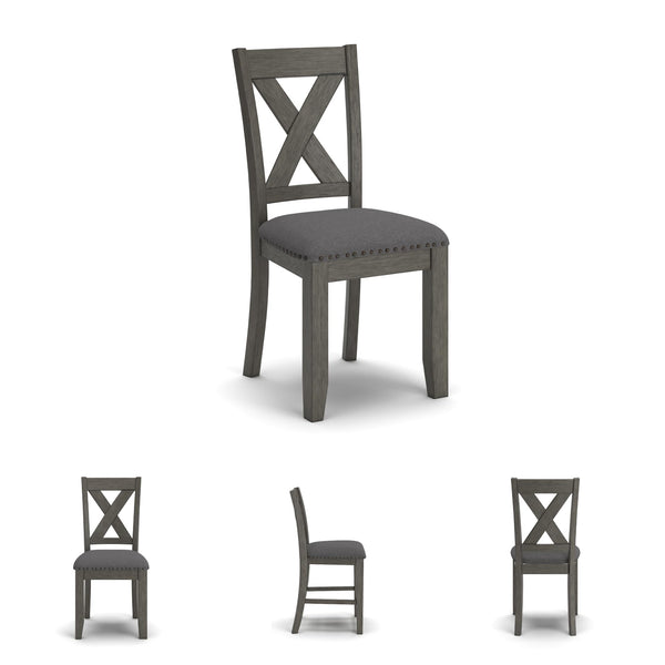 7-Piece Rustic Dining Set – Rectangular Table & 6 X-Back Upholstered Chairs