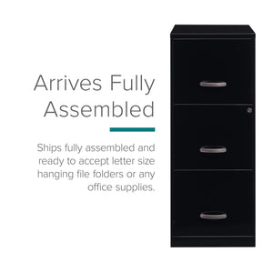 3-Drawer Vertical File Cabinet – Steel, Letter-Size, Black