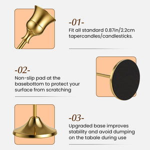 Gold Taper Candle Holders Set – Metal Candlestick Holders
