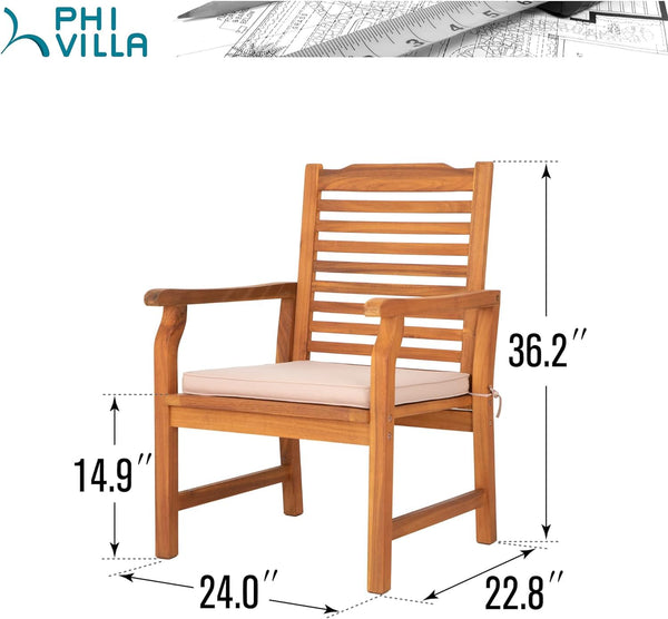 Acacia Wood Outdoor Dining Chairs with Cushions