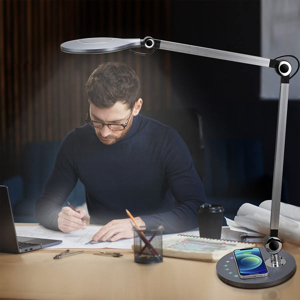 LED Swing Arm Desk Lamp with Wireless Charger