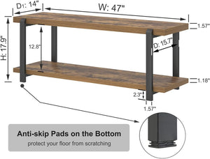 Entryway Bench with Shoe Storage, Industrial Style, 47"