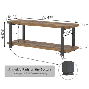 Entryway Bench with Shoe Storage, Industrial Style, 47"