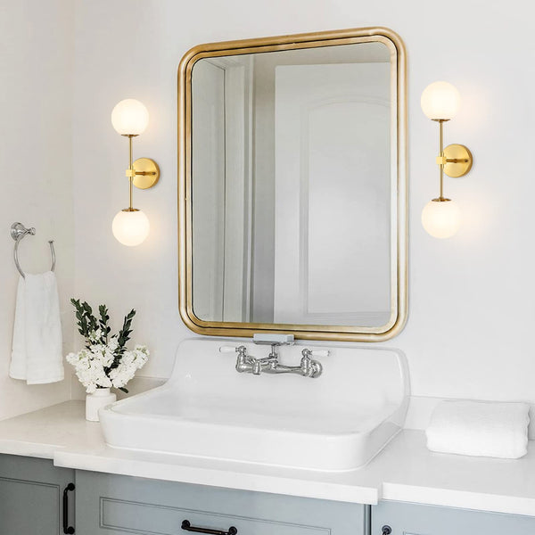 Modern Globe Glass Wall Sconce with Brass Finish