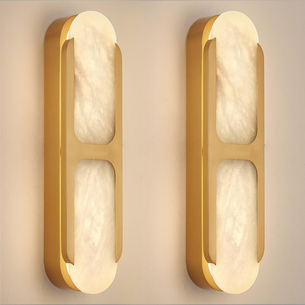 Alabaster Wall Sconce Dimmable LED – Gold Marble Indoor Wall Light