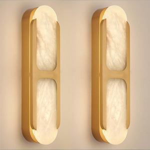 Alabaster Wall Sconce Dimmable LED – Gold Marble Indoor Wall Light