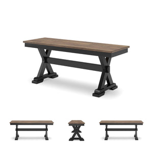 Farmhouse 48" Dining Bench – Dark Brown & Black