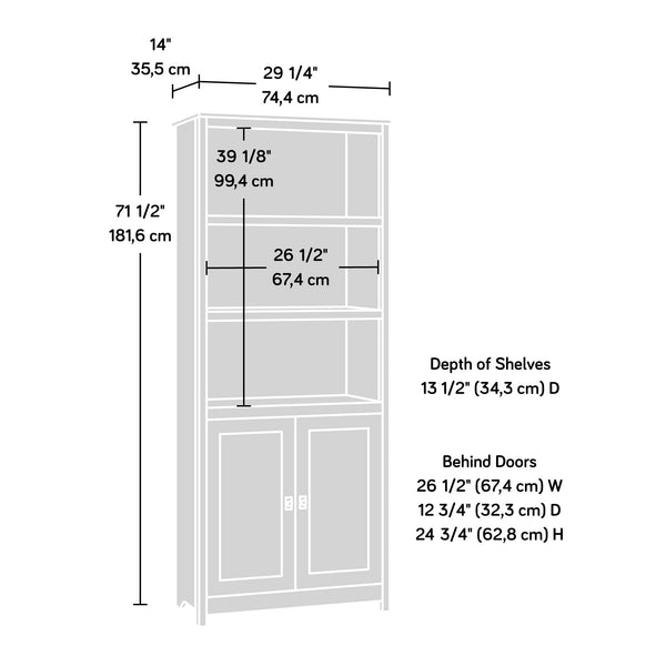 5-Shelf Library Bookcase with Doors