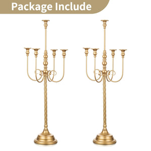 37-Inch Tall 5-Arm Gold Metal Candelabra — Set of 2