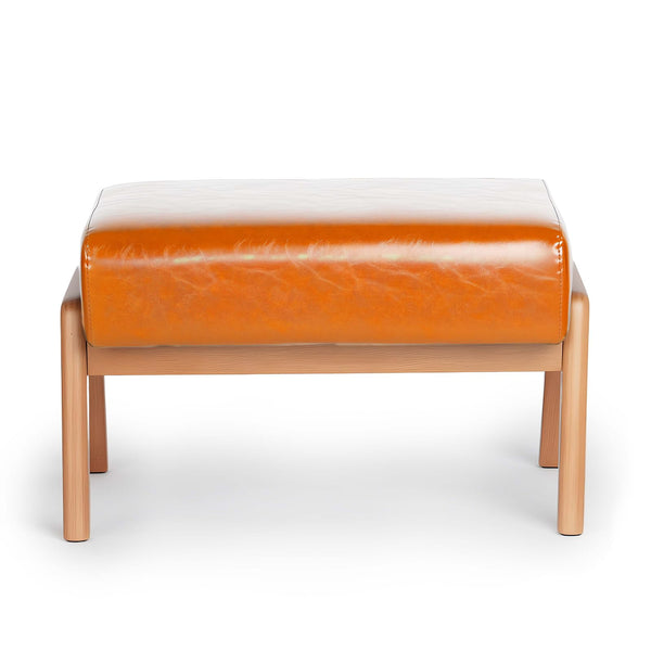 PU Leather Ottoman Footrest with Rubberwood Frame