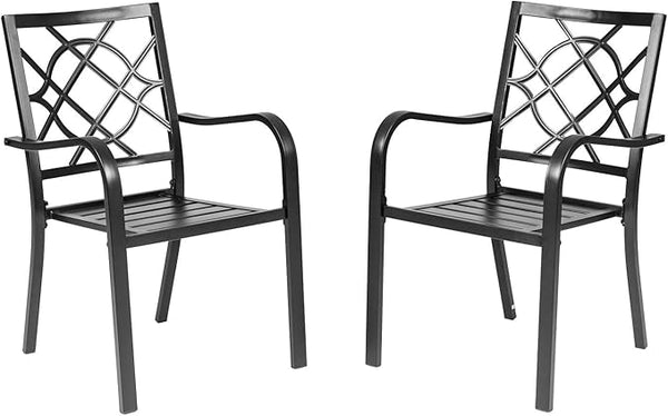 Stackable Metal Patio Dining Chair with Armrest