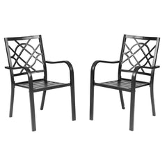 Stackable Metal Outdoor Dining Chairs with Armrests