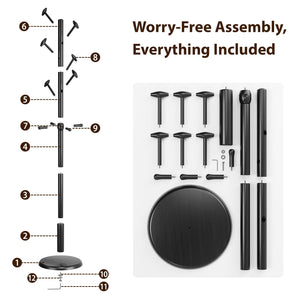 Freestanding Wood Coat Rack with 10 Hooks