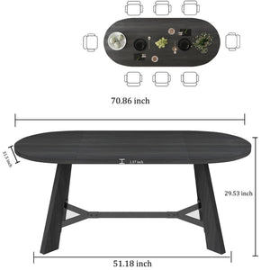 Oval Dining Table for 6-8 People with Tapered Legs