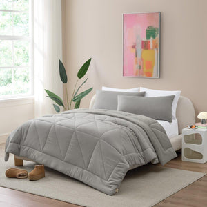 Reversible Comforter Set with Down Alternative Fill & Pillow Shams