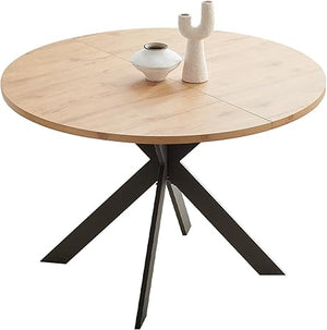 46.4" Round Dining Table Set for 4-6 – Steel Legs, Upholstered Chairs