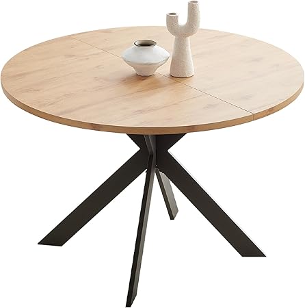 46.4" Round Dining Table Set for 4-6 – Steel Legs, Upholstered Chairs