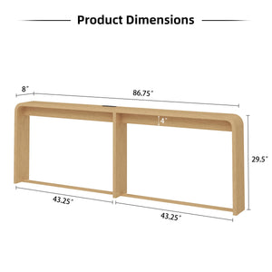 86.75" Console Table with USB Charging Ports & Open Storage Shelf
