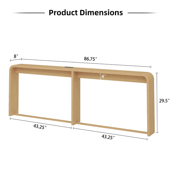 86.75" Console Table with USB Charging Ports & Open Storage Shelf