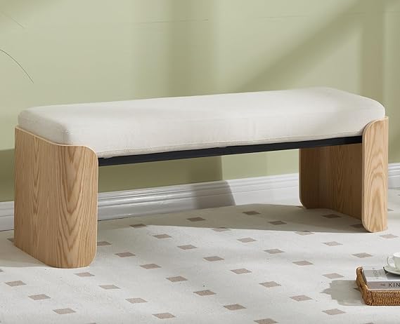 Upholstered Entryway & Bedroom Bench with Wood Legs