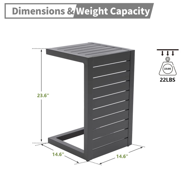 Aluminum C-Shaped Outdoor Side Table