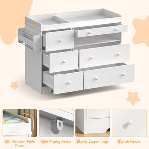 Kids Dresser with 6 Drawers & Open Shelf
