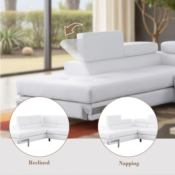 L-Shaped Sectional Sofa with LED Lighting, Bluetooth & USB Ports