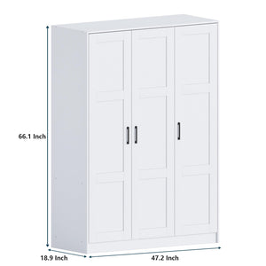 3-Door Wooden Wardrobe Closet