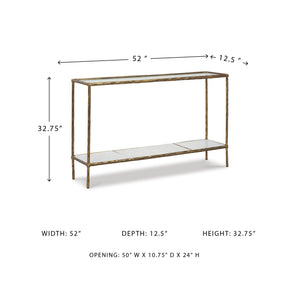 Console Sofa Table with Glass Top & White Marble Shelf