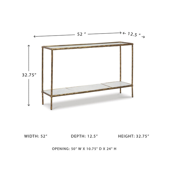 Console Sofa Table with Glass Top & White Marble Shelf