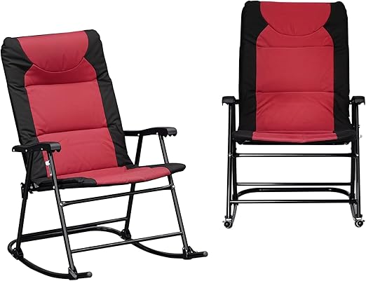 Folding Outdoor Rocking Chair Set of 2 – Padded High-Back Patio Rockers