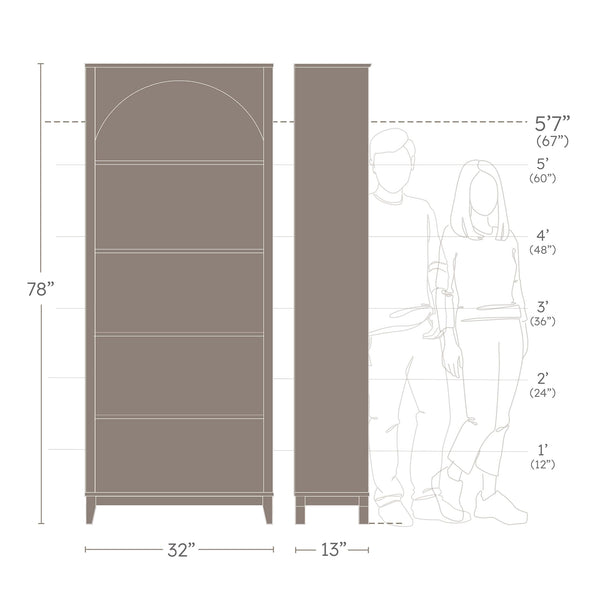 Arched Bookcase 78" Tall with 3 Adjustable Shelves