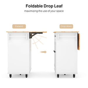 41.7" Kitchen Island with Drop Leaf, Storage Cabinet & Drawer