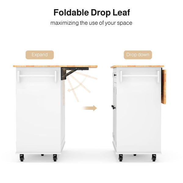 41.7" Kitchen Island with Drop Leaf, Storage Cabinet & Drawer
