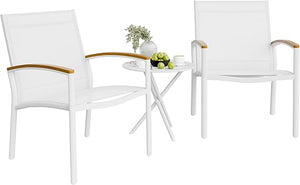 3-Piece Outdoor Rocking Bistro Set with Tempered Glass Table