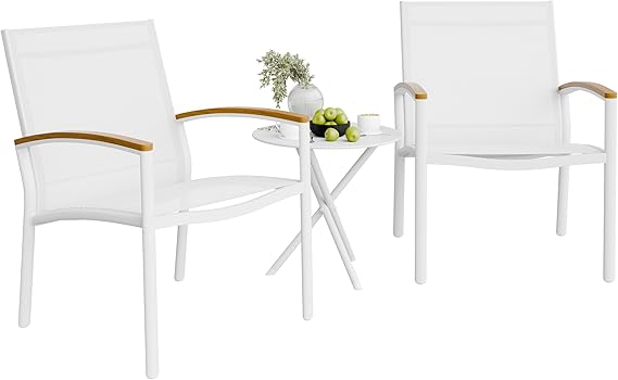 3-Piece Outdoor Rocking Bistro Set with Tempered Glass Table