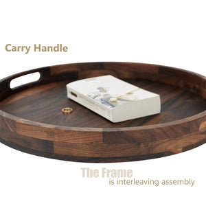 Walnut Wood Serving Tray Set of 2 with Handles