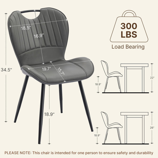 Dining Chairs Set of 4 – Faux Leather with Metal Legs