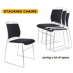 8-Pack Stackable Guest Chairs with Padded Seat & Back – Black
