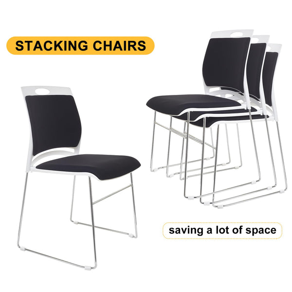 8-Pack Stackable Guest Chairs with Padded Seat & Back – Black