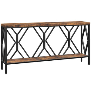 Industrial Console Table with 2-Tier Storage Shelf
