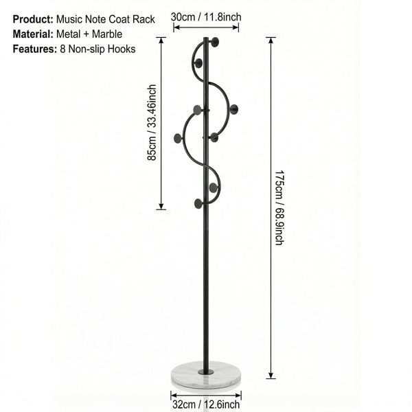 Musical Note Freestanding Coat Rack